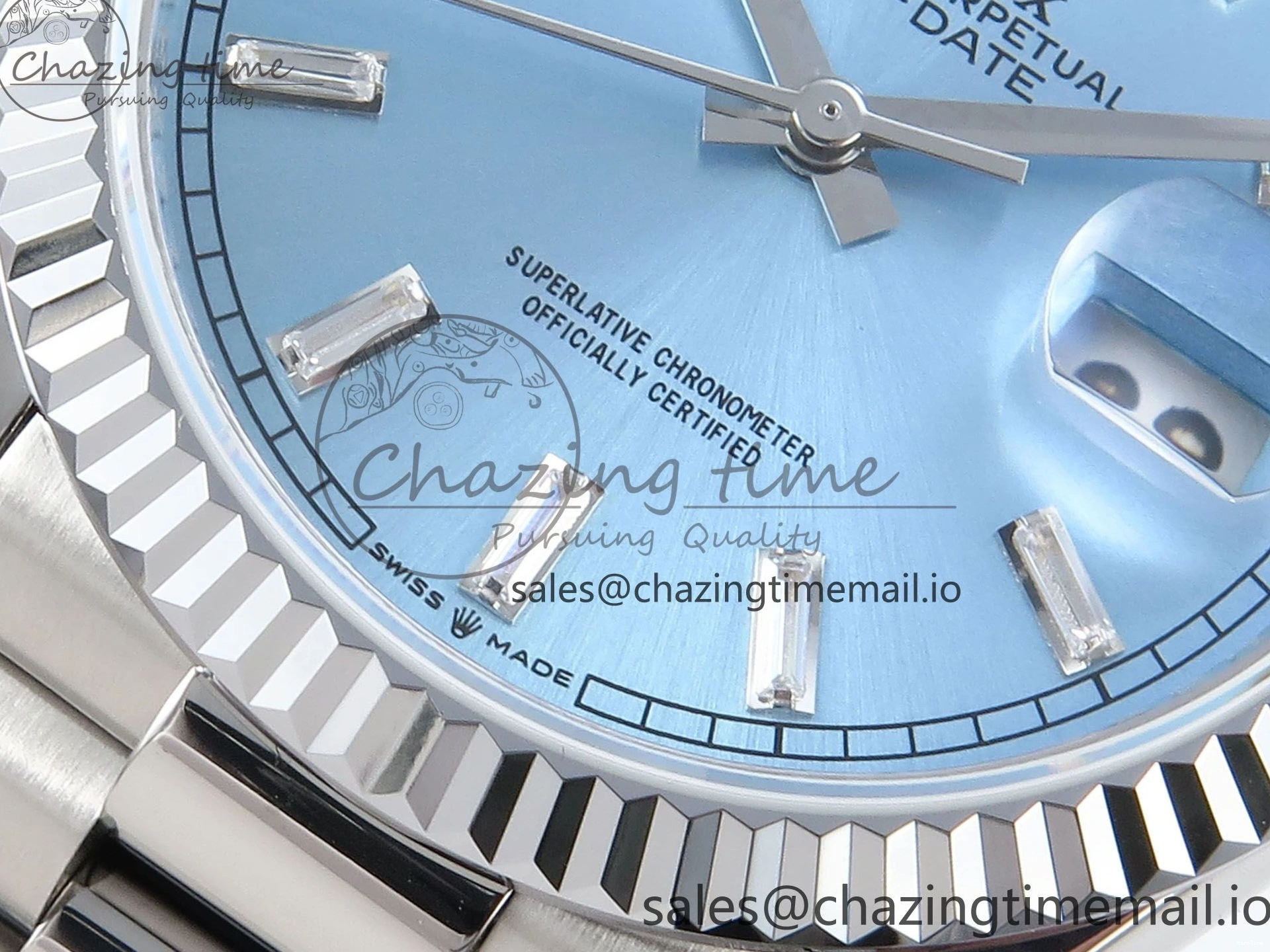 MiroTime 0404 Day Date 36 YG 128236 KF 1:1 Best Edition Ice Blue Crystal Dial on President Bracelet A2836 (Gain Weight) Modern 500